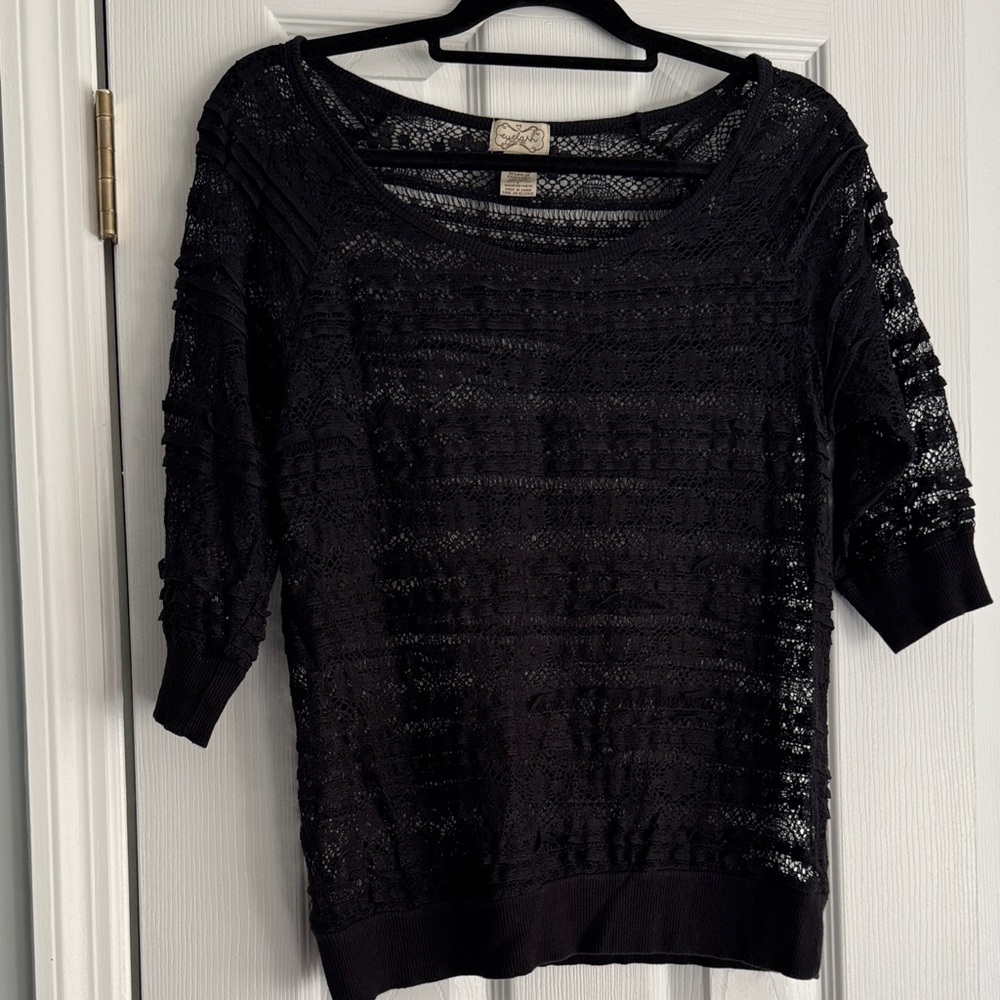 Eyelash Couture Black Textured Sweater